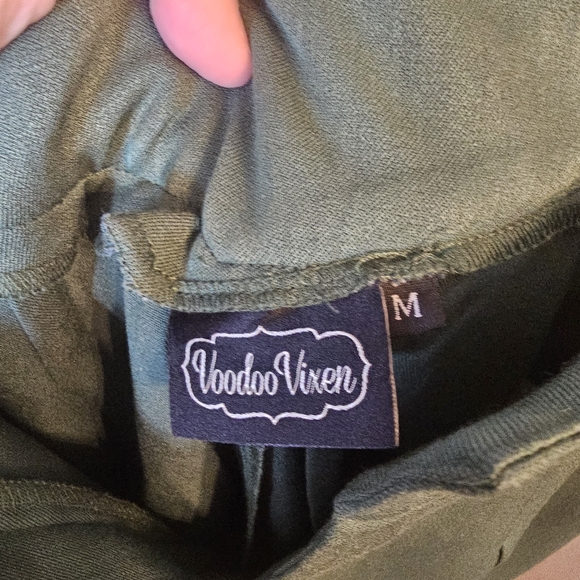 Voodoo Vixen Khloe Palazzo with Suspenders in Green - Picture 5 of 7